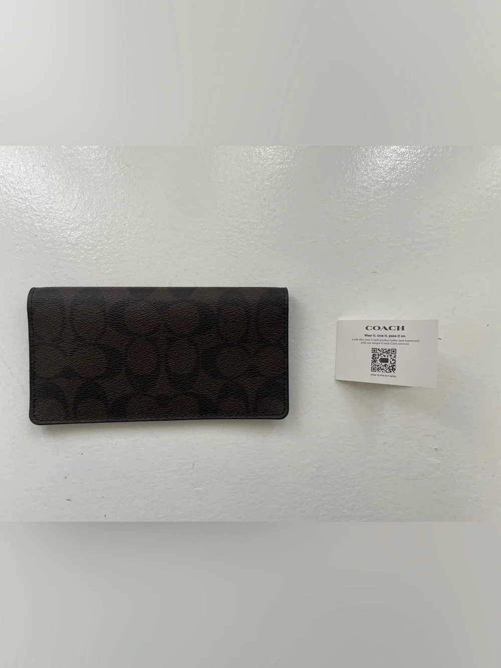 Coach brown black logo wallet insert